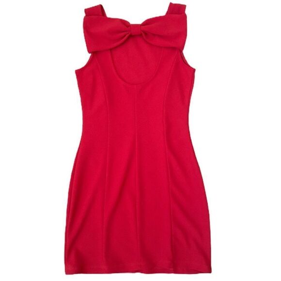 Venus Sleeveless Sheath Dress Keyhole Cut Out Bow True Red Women’s Size Medium - Picture 6 of 6